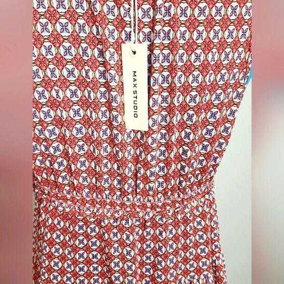 MAX STUDIO Summer Midi Tiered Dress Size S Surplice Sleeveless Textured Jersey - Picture 4 of 5